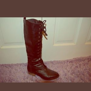 Tall Black Zip-Up Combat Boots